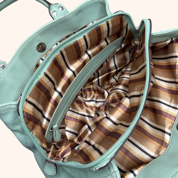 Clarks Mint Green Double Buckle Pebble Leather Shoulder Bag - Picture 9 of 11